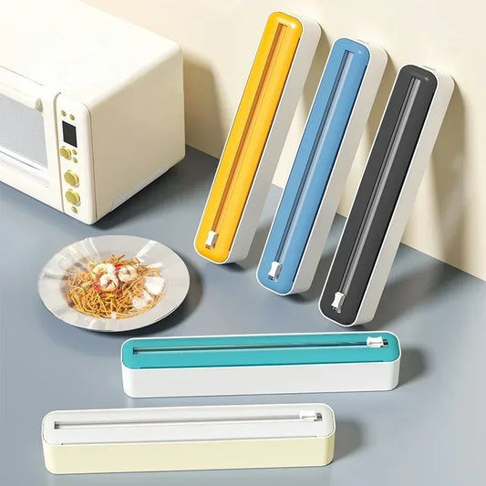 Food Wrap & Foil Dispenser with Cutter — Wall Mount Kitchen Organizer