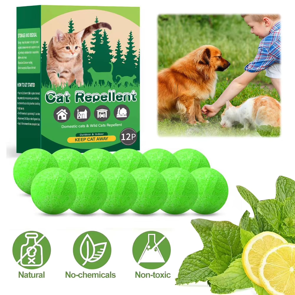 12X Cat Repellent Balls Aroma Balls with Peppermint Oil Dog Repellent Ball Keep Cats Out of Garden for Furniture Protection