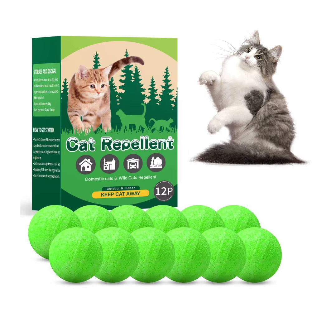 12X Cat Repellent Balls Aroma Balls with Peppermint Oil Dog Repellent Ball Keep Cats Out of Garden for Furniture Protection