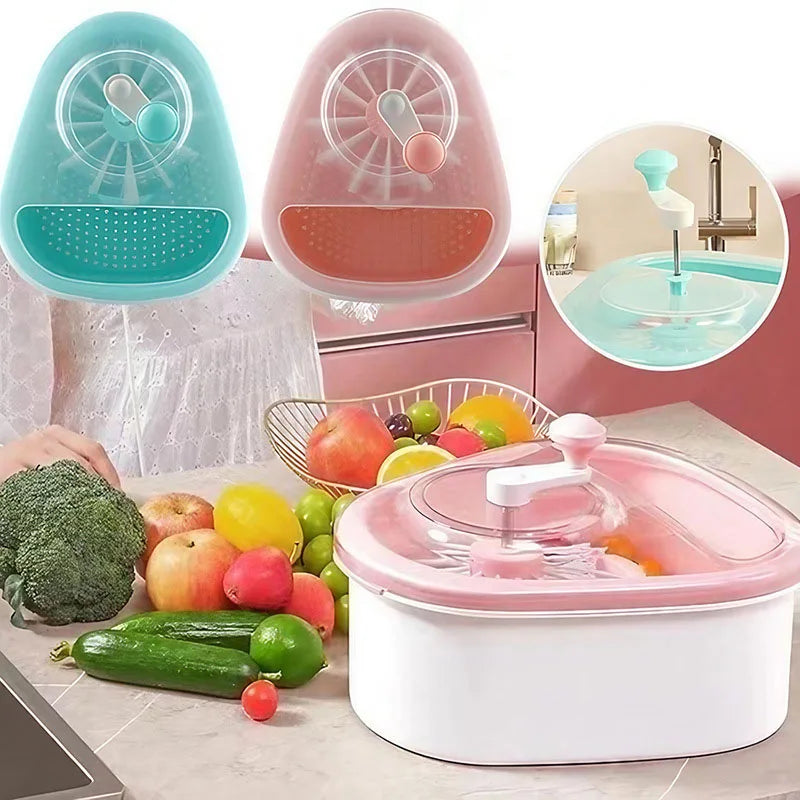 Hot Selling Customized Fruit Cleaning Device with Drain Basket Vegetable Spinner Food Cleaning Tool Fruit Cutter Brush