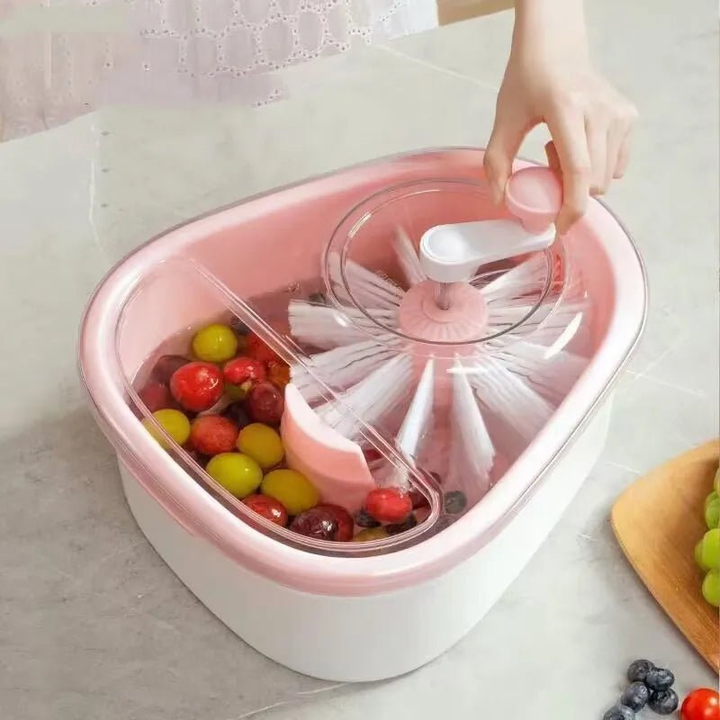 Hot Selling Customized Fruit Cleaning Device with Drain Basket Vegetable Spinner Food Cleaning Tool Fruit Cutter Brush