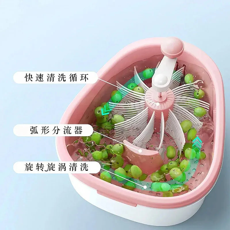 Hot Selling Customized Fruit Cleaning Device with Drain Basket Vegetable Spinner Food Cleaning Tool Fruit Cutter Brush