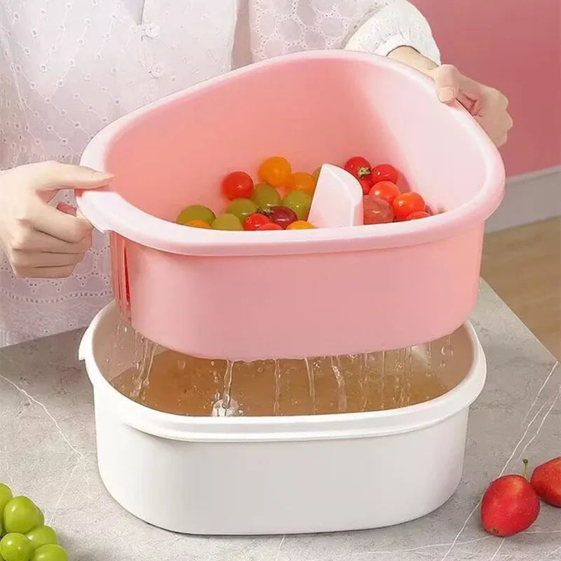 Hot Selling Customized Fruit Cleaning Device with Drain Basket Vegetable Spinner Food Cleaning Tool Fruit Cutter Brush