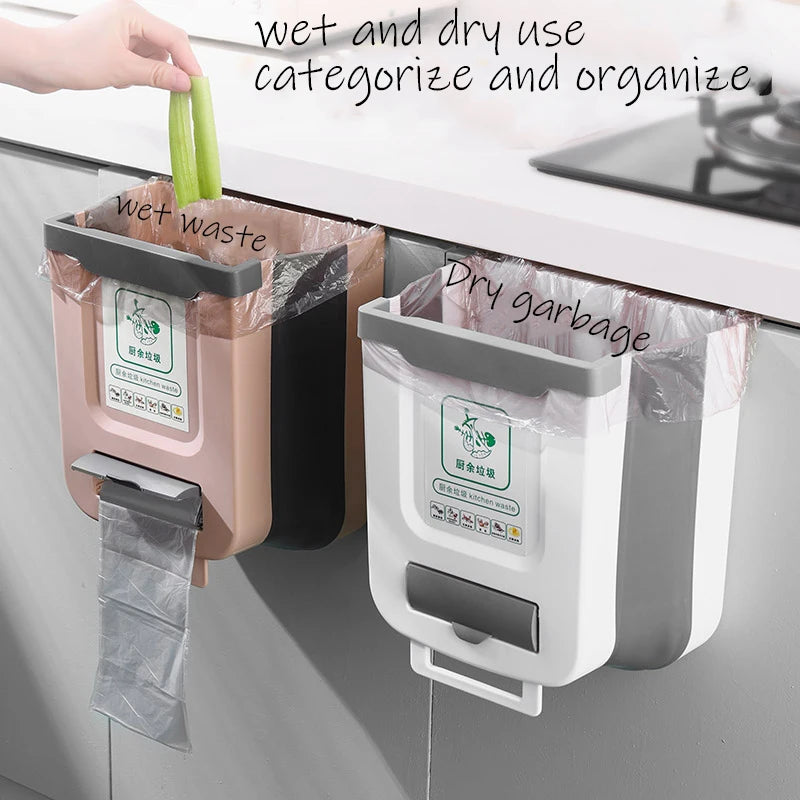 Kitchen Folding Trash Can Wall Mounted Trash Can Kitchen Cabinet Door Mounted Trash Can Folding Trash Can for Vehicles