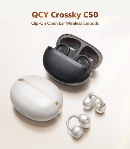 QCY Crossky C50 — Open-Ear Clip Earbuds, Bluetooth 6.0