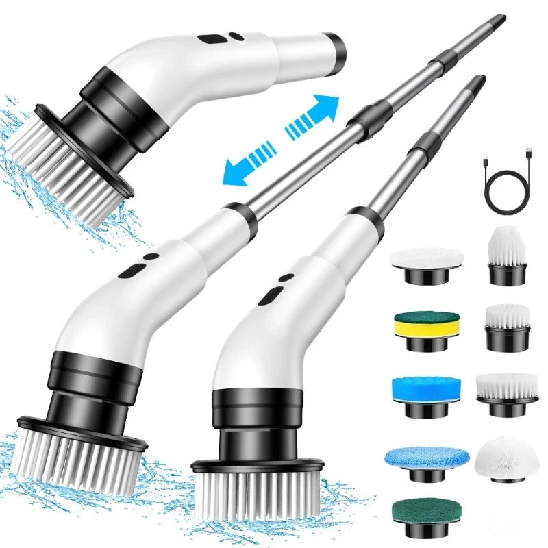Cordless Electric Spin Scrubber — Adjustable Extension, Bathroom & Kitchen