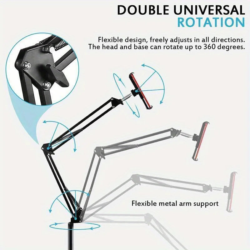 Adjustable Floor Stand — Tablet & Phone Holder, 360° Flexible, Zinc Alloy