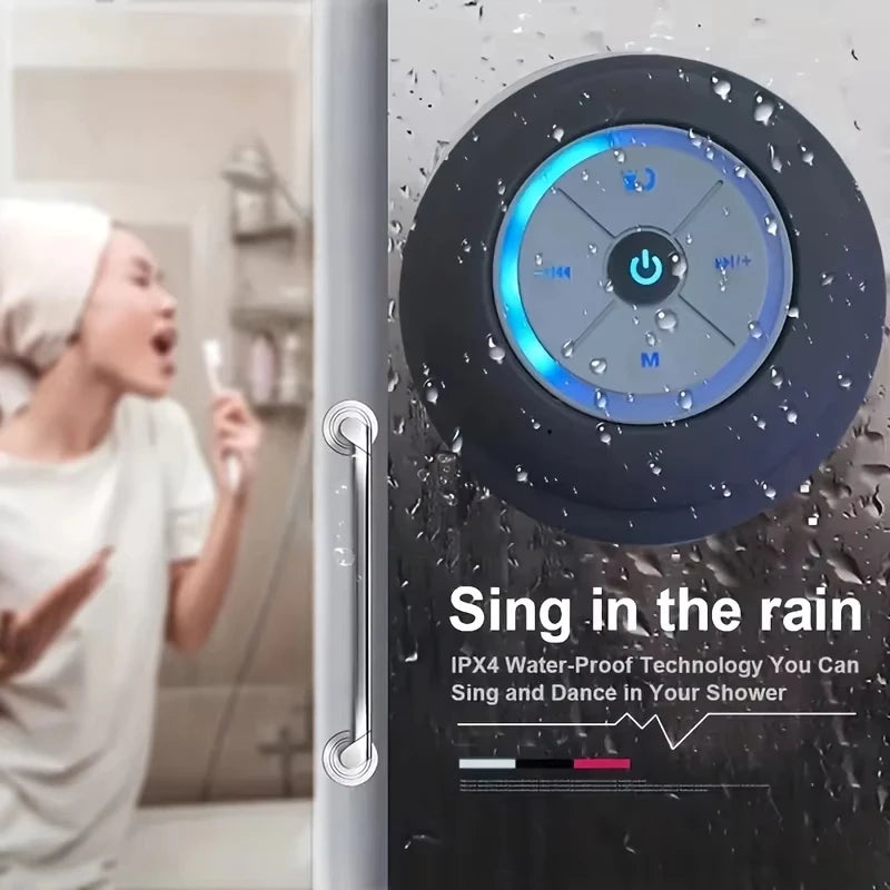 Waterproof Bluetooth Speaker — LED Lights, Suction Cup, Shower & Outdoor