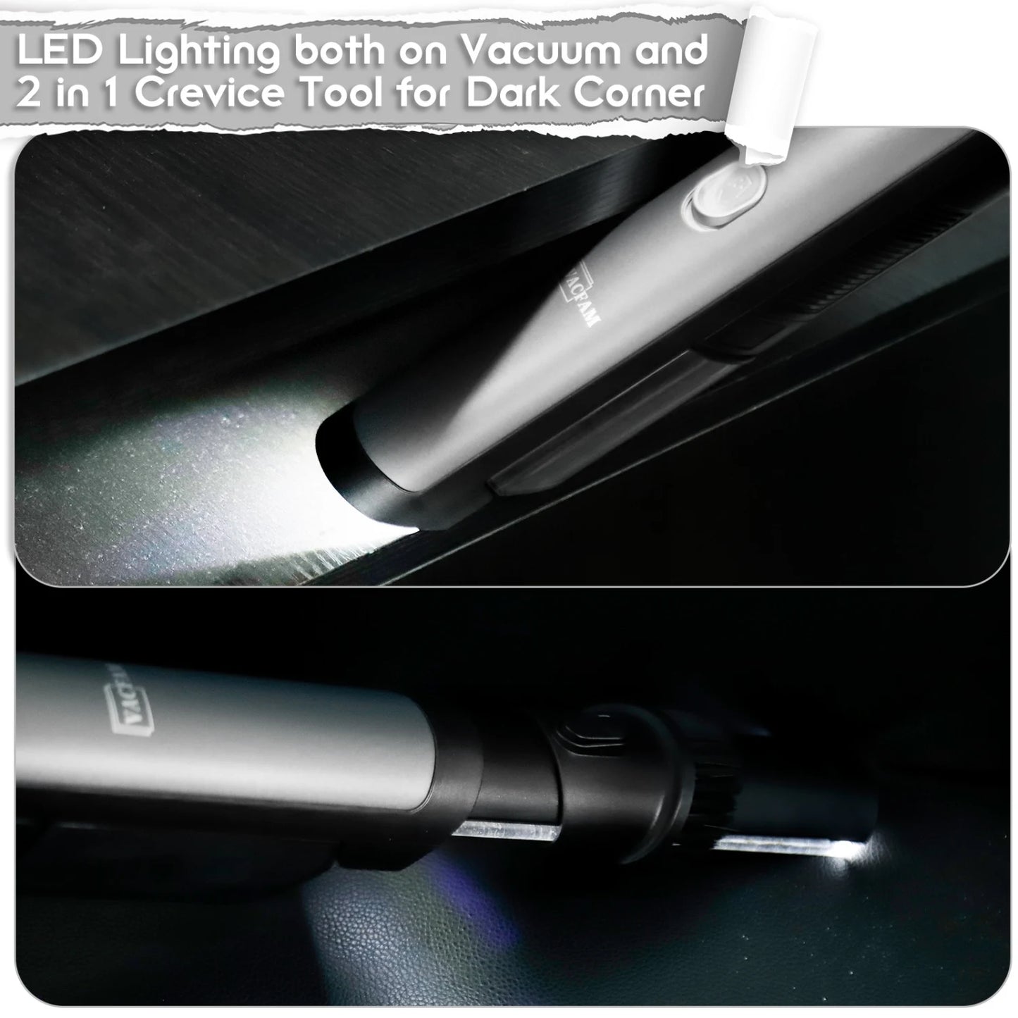 Cordless Handheld Vacuum — 18KPa Suction, LED Light, Car & Home