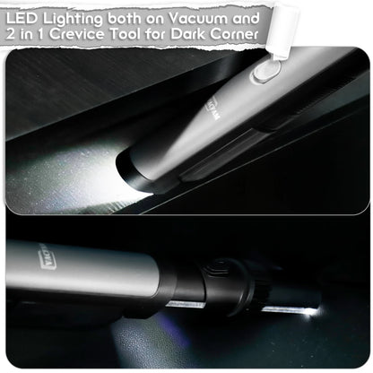 Cordless Handheld Vacuum — 18KPa Suction, LED Light, Car & Home