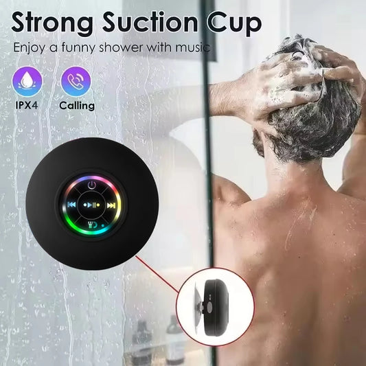 Waterproof Bluetooth Speaker — LED Lights, Suction Cup, Shower & Outdoor
