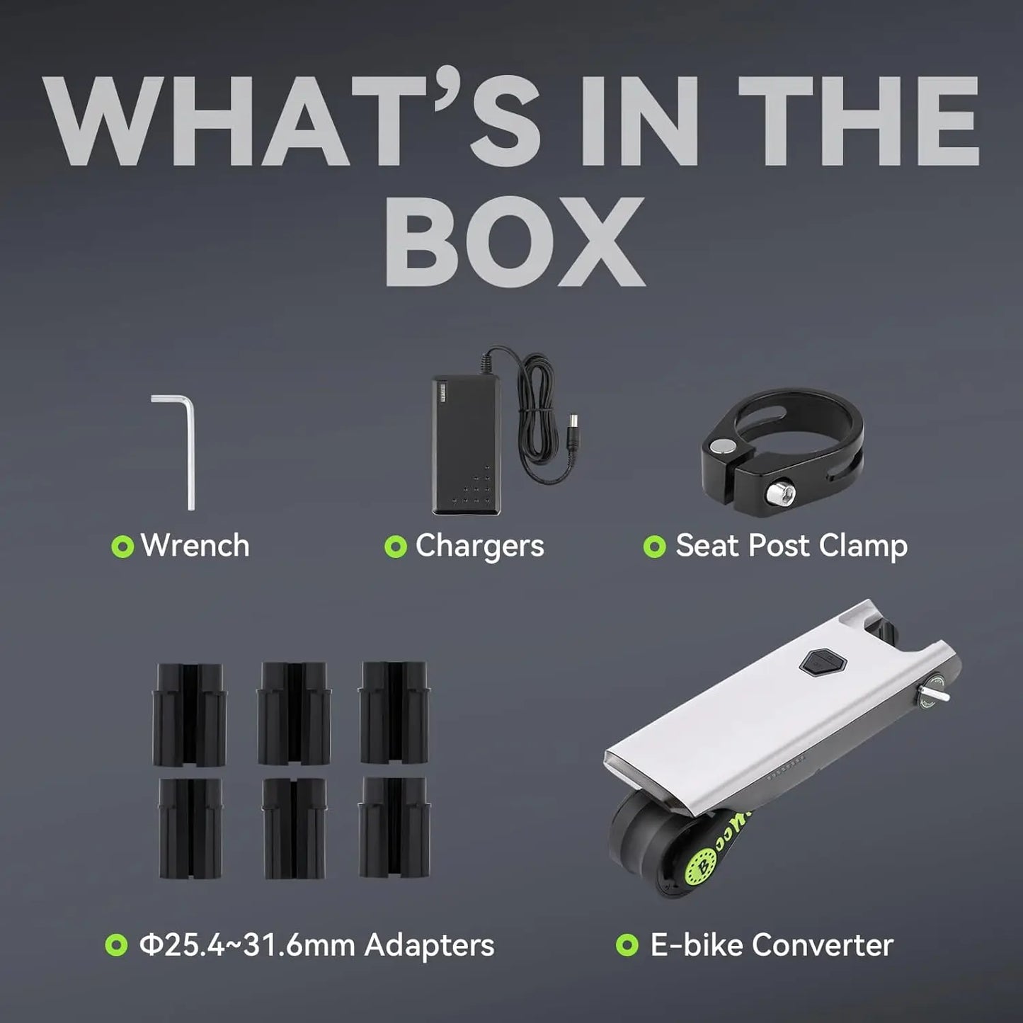 Electric Bike Conversion Kit — 31 Miles, Pedal Assist, Tool-Free Install