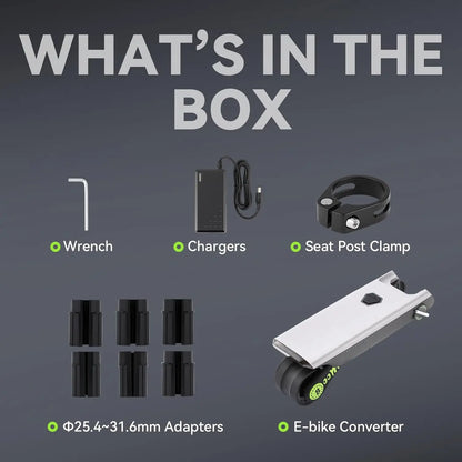 Electric Bike Conversion Kit — 31 Miles, Pedal Assist, Tool-Free Install