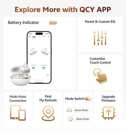 QCY Crossky C50 — Open-Ear Clip Earbuds, Bluetooth 6.0