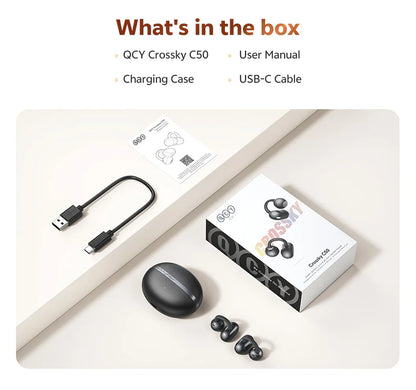QCY Crossky C50 — Open-Ear Clip Earbuds, Bluetooth 6.0