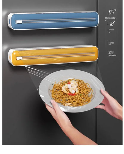 Food Wrap & Foil Dispenser with Cutter — Wall Mount Kitchen Organizer
