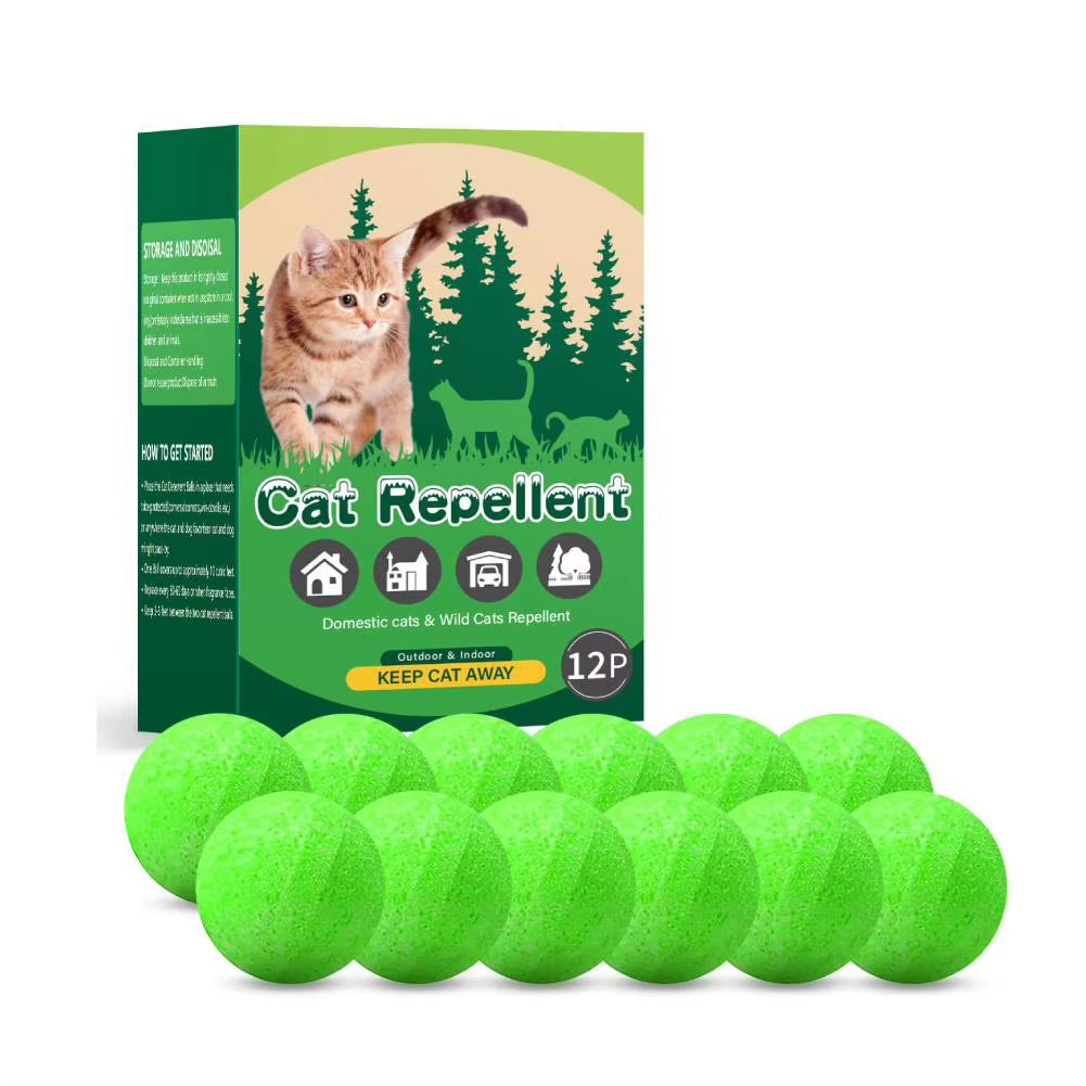 12X Cat Repellent Balls Aroma Balls with Peppermint Oil Dog Repellent Ball Keep Cats Out of Garden for Furniture Protection